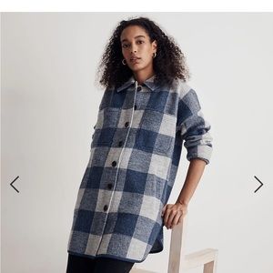 Madewell boiled wool sweater jacket in buffalo check, size xs